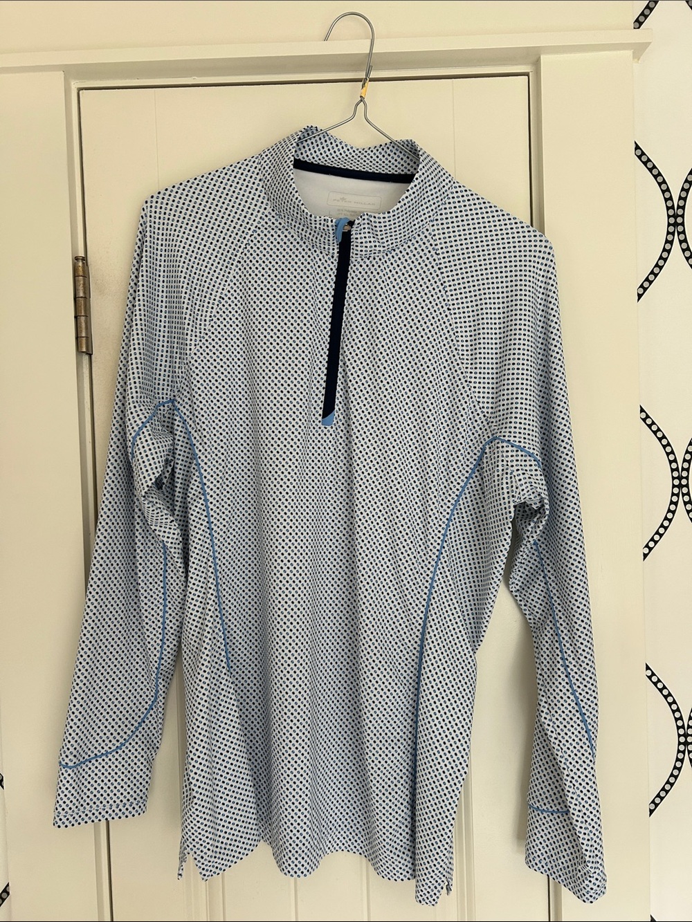 Peter Millar White and Light Blue Long-Sleeve Swim Rash Guard